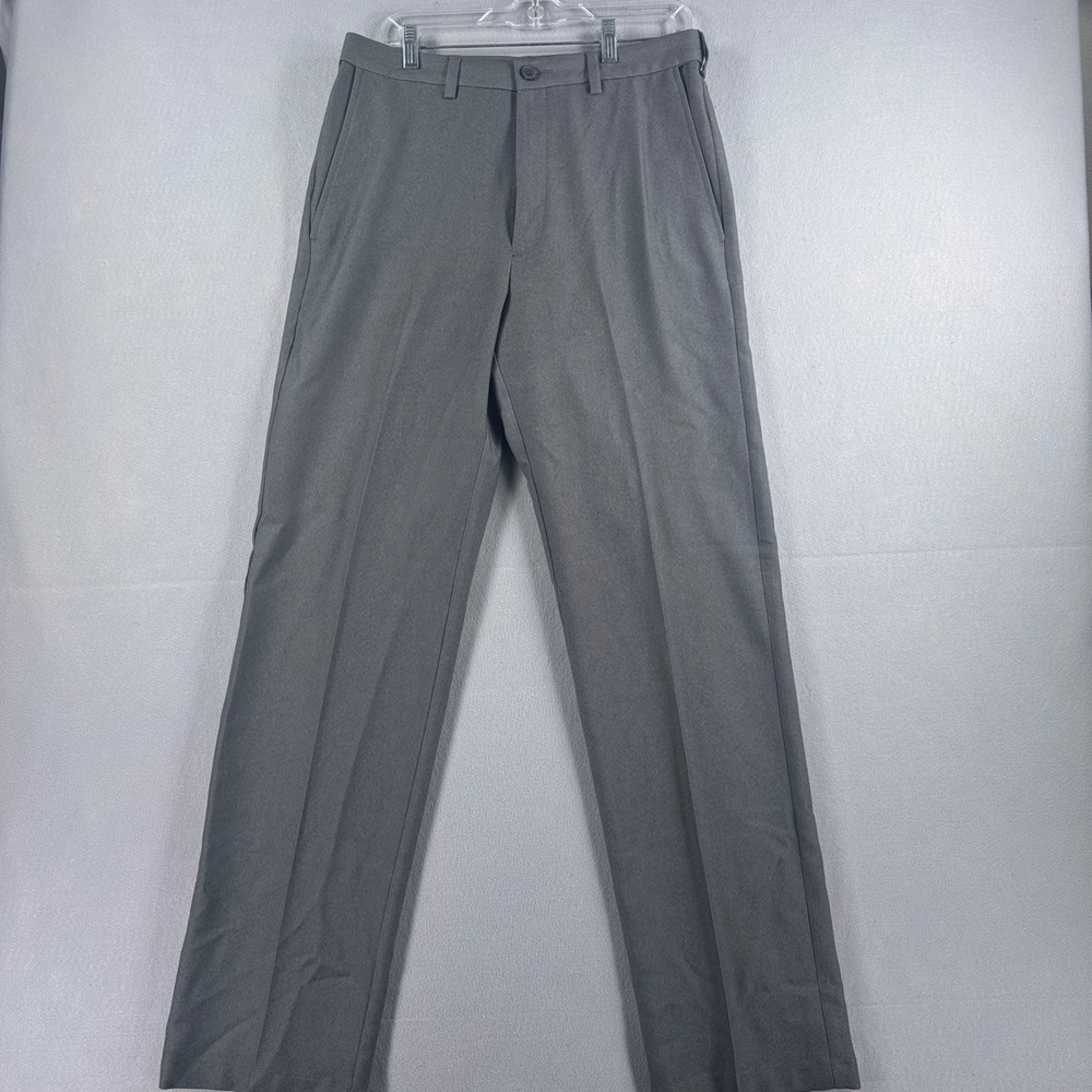 Haggar Heritage Collection Mens 32x34 Gray Microfiber Classic Fit Dress Pants